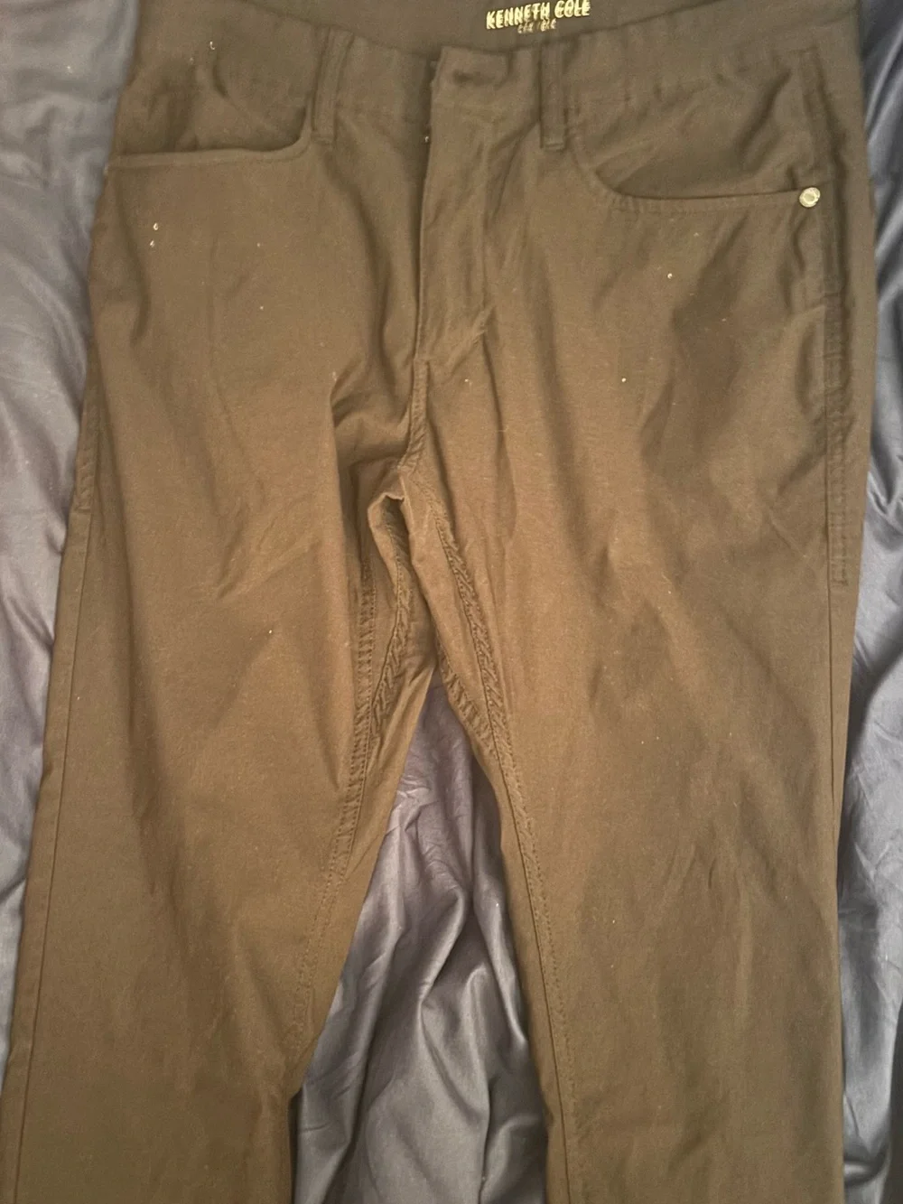 Kenneth Cole Solid Black Casual Trousers
